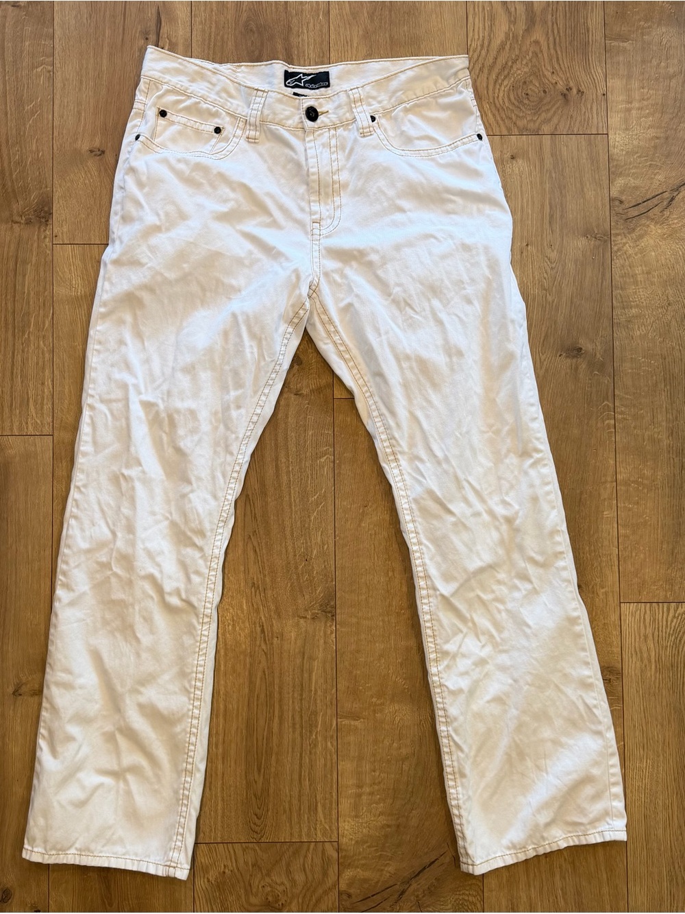 Alpinestars Men's White Denim Jeans Size 36 Straight Leg Casual Streetwear